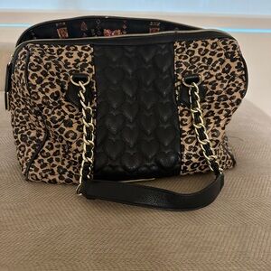 Leopard Print and Black Betsey Johnson Bag